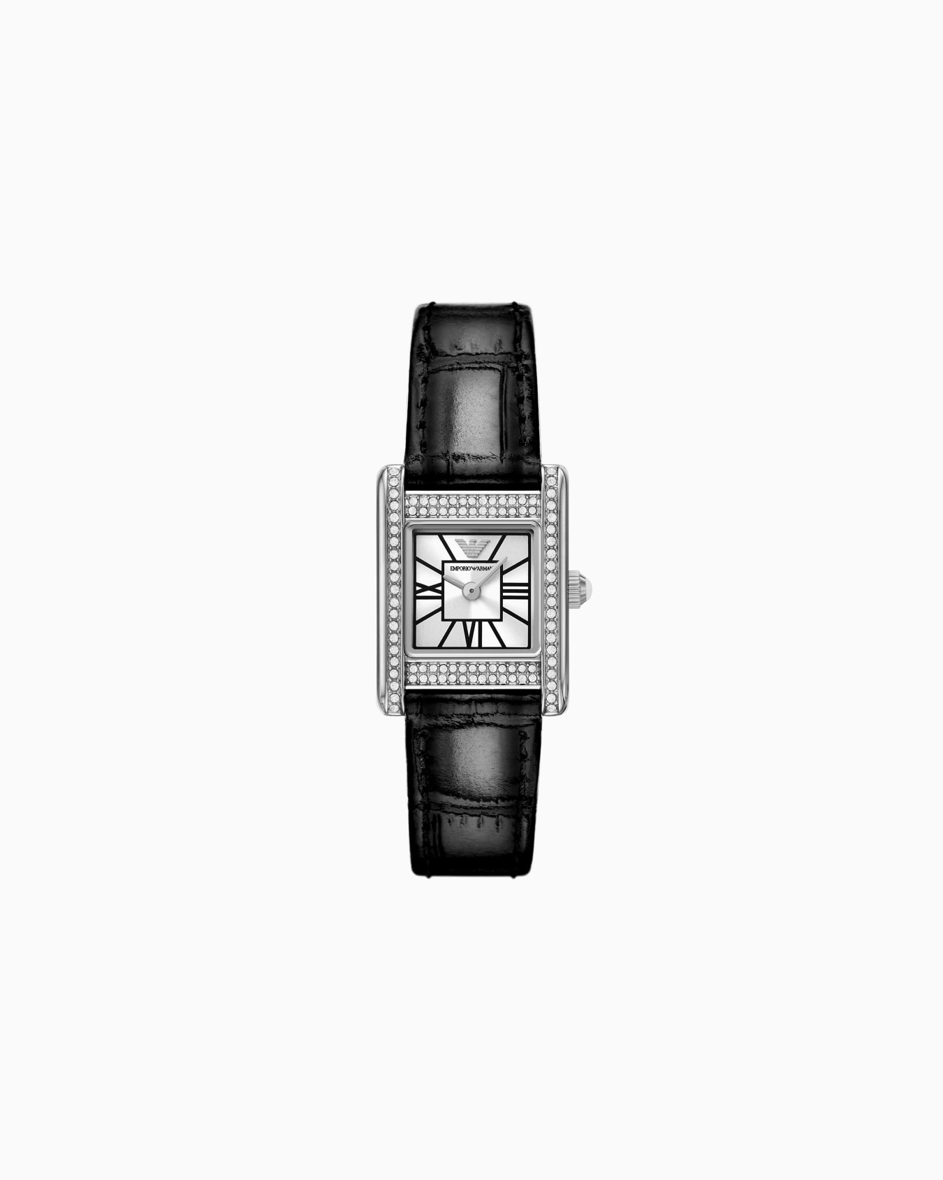 Two-Hand Black Leather Watch | Armani UK