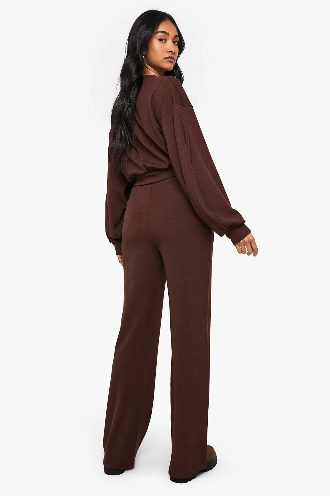 Ribbed Button Through Barrell Sleeve Top & Trouser Co Ord | Boohoo.com (UK & IE)