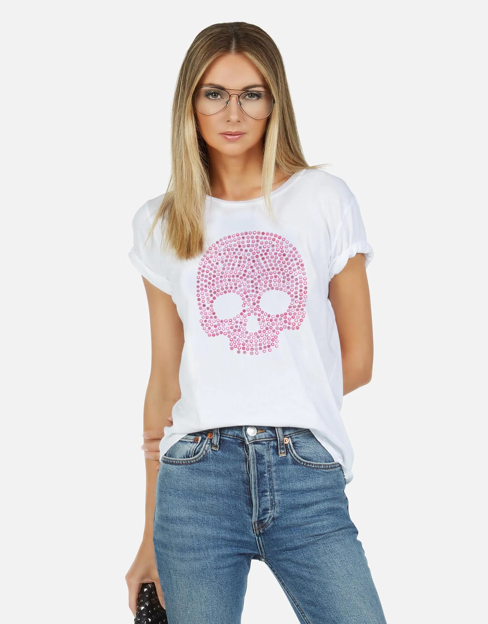 Pink Stud Skull Vintage Tee | Croft by Lauren Moshi | Lauren Moshi