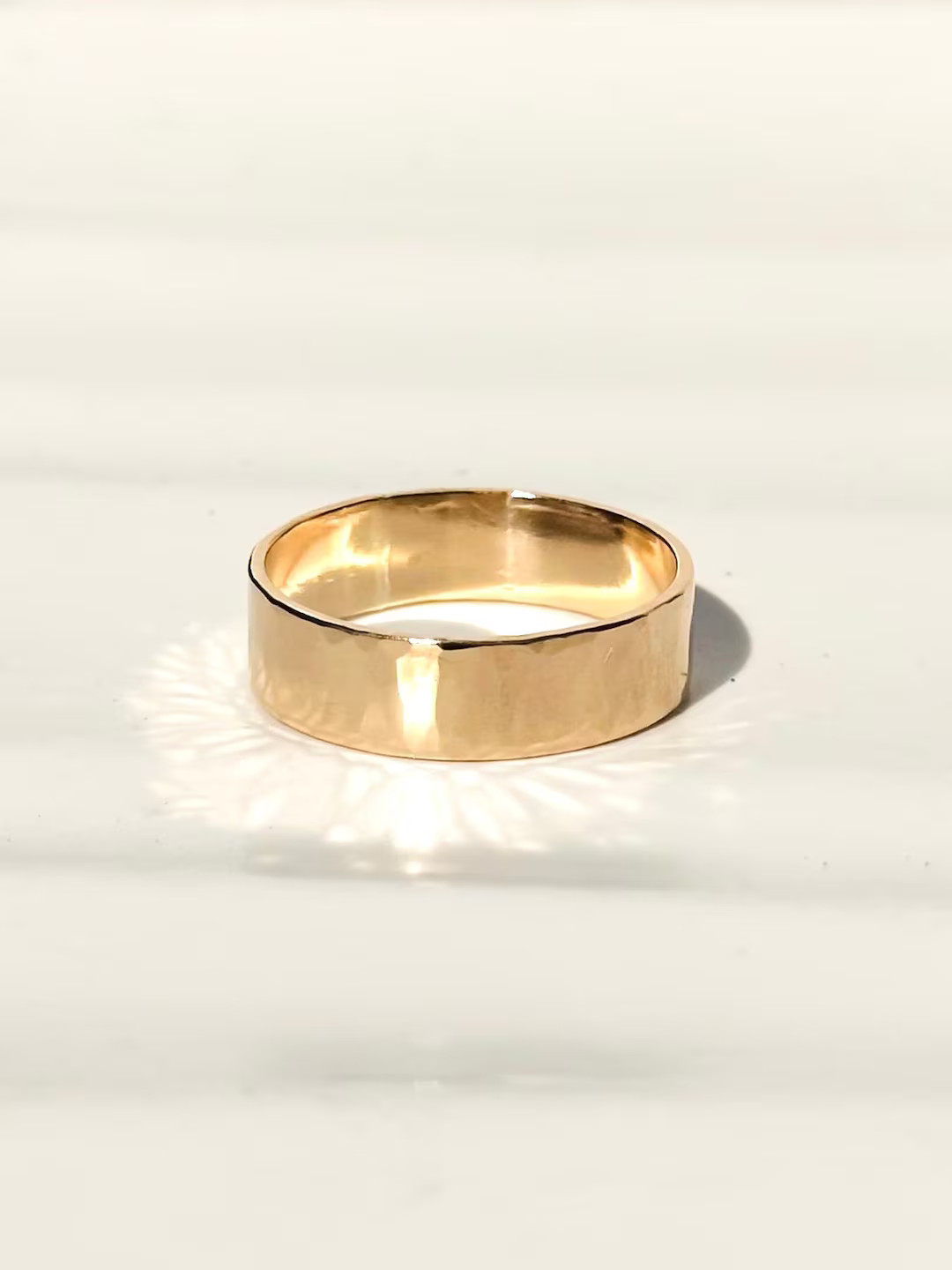 Gold Cigar Band Ring Statement Ring 14k Gold Filled Hammered Wide Band Ring - 6 Mm - Etsy | Etsy (US)