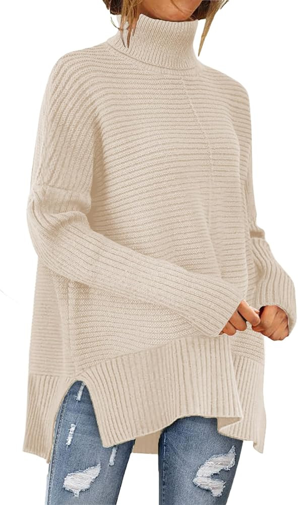 MixShe Womens Sweaters Fall Fashion Clothes Long Sleeve Tops Casual Turtleneck Shirts Ladies Tren... | Amazon (US)