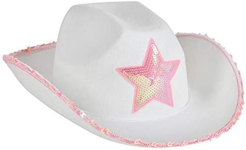 Rhode Island Novelty White Felt Cowgirl Hat with Pink Star, One per Order | Amazon (US)