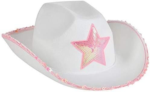 Rhode Island Novelty White Felt Cowgirl Hat with Pink Star, One per Order | Amazon (US)