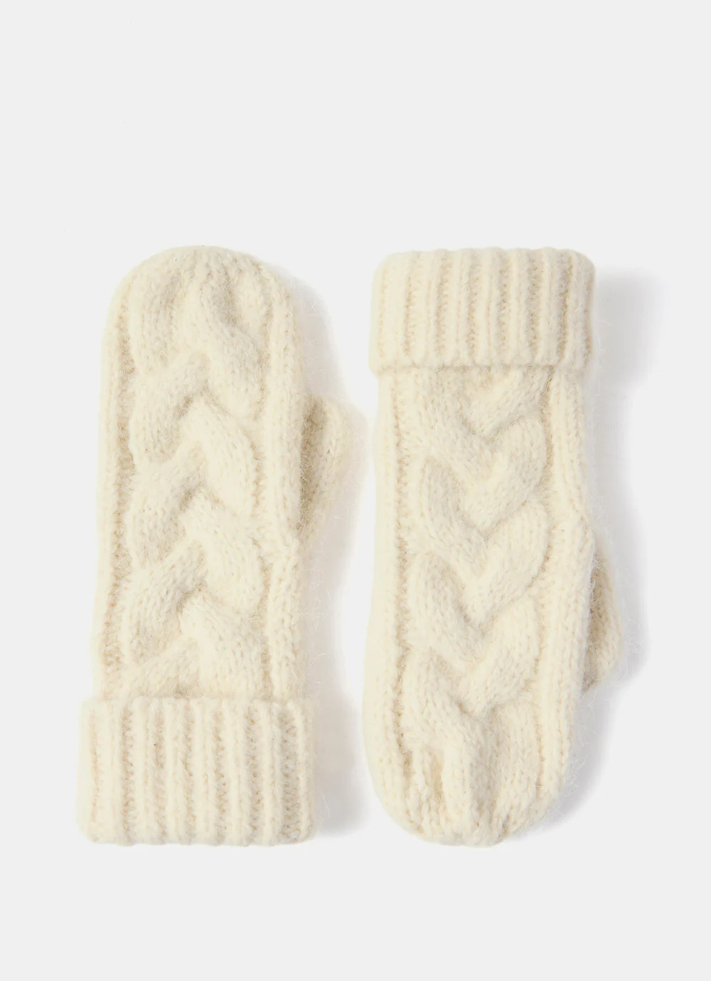 Cream Cable Knit Mittens | Mint Velvet
