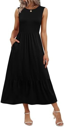 WIHOLL Summer Dresses for Women 2026 Casual Sleeveless Long Maxi Dress Flowy Tiered Sun Dresses B... | Amazon (US)