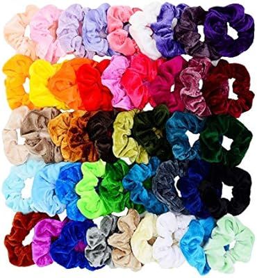 Chloven 45 Pcs Hair Scrunchies Velvet Elastics Bobbles Hair Bands Scrunchy Hair Tie Ropes Scrunch... | Amazon (US)
