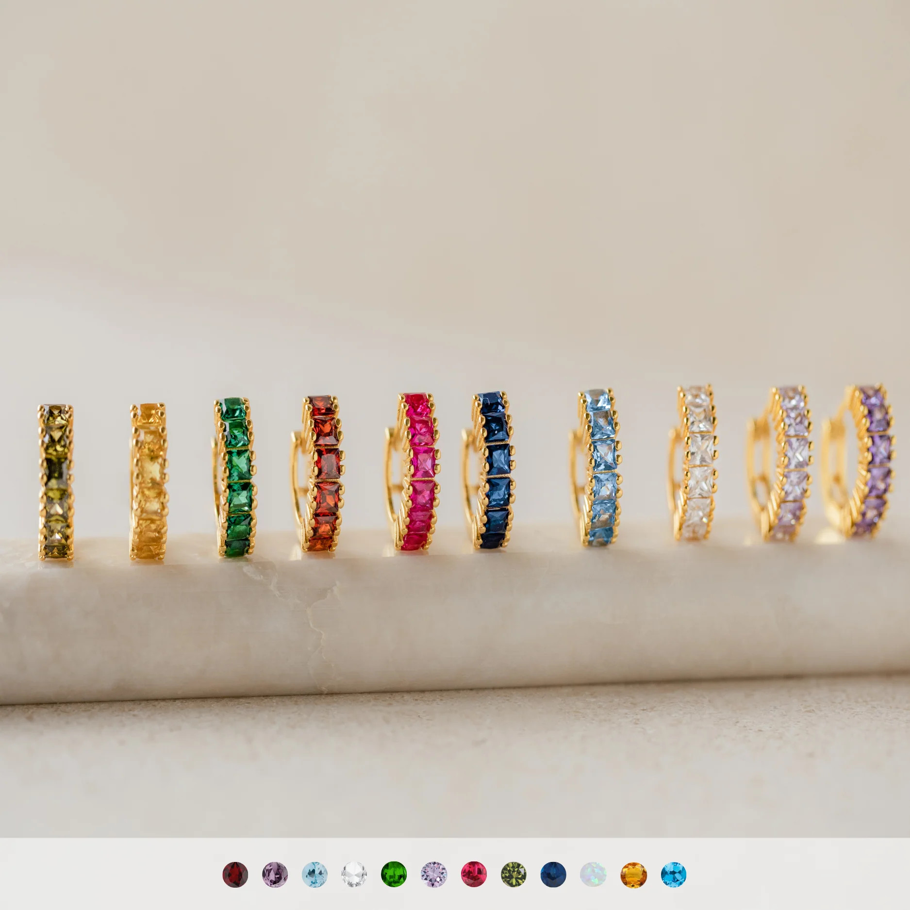Genevieve Birthstone Huggies | Caitlyn Minimalist