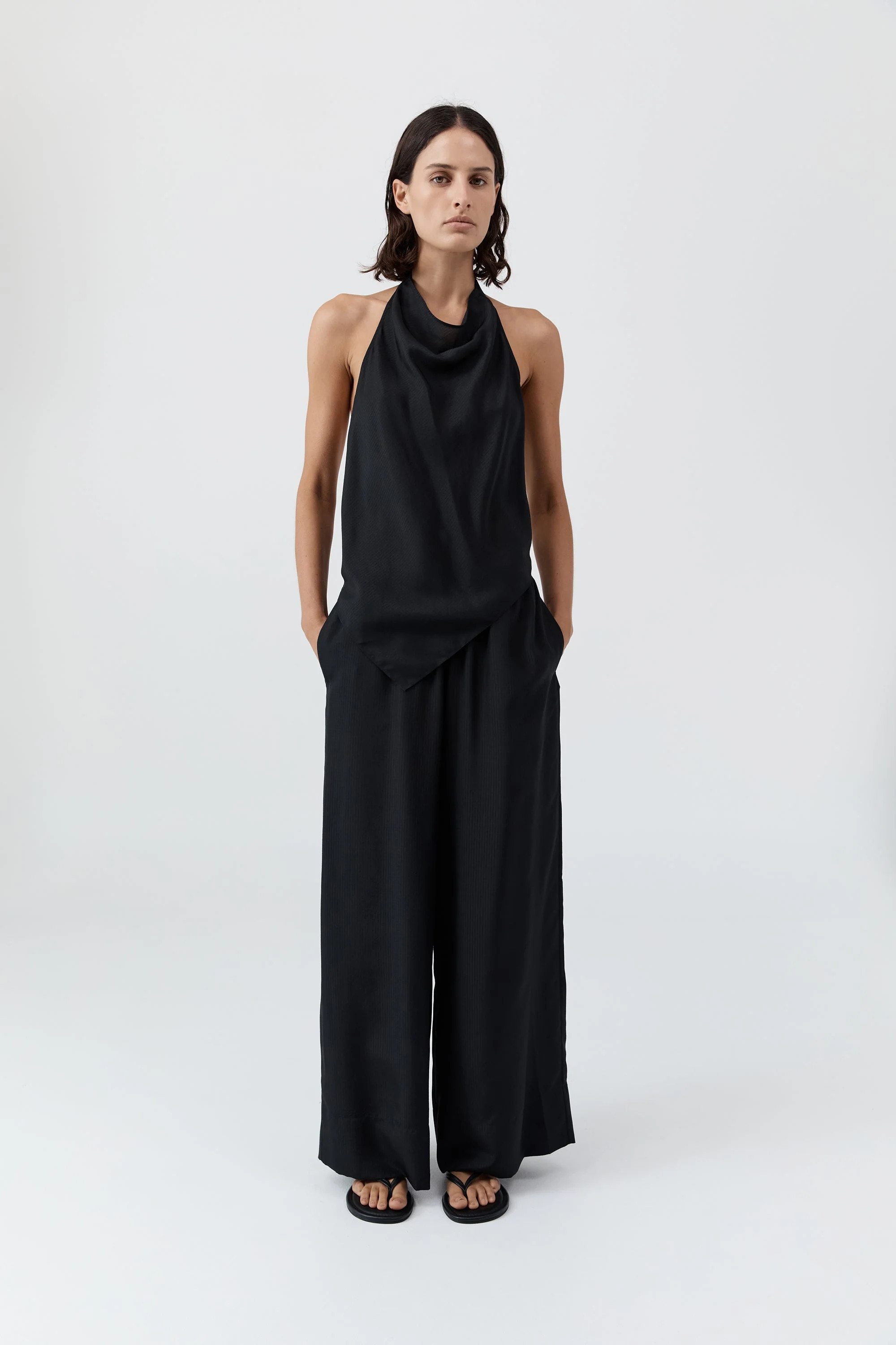Silk Grid Halter Top - Black | St. Agni (US, UK, EU)