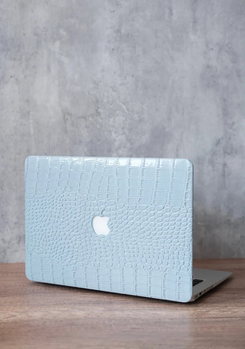 Creamy Blue Crocodile Print Case, MacBook Air 11'', MacBook 12'', MacBook Air 13'', MacBook Pro 1... | Etsy (US)