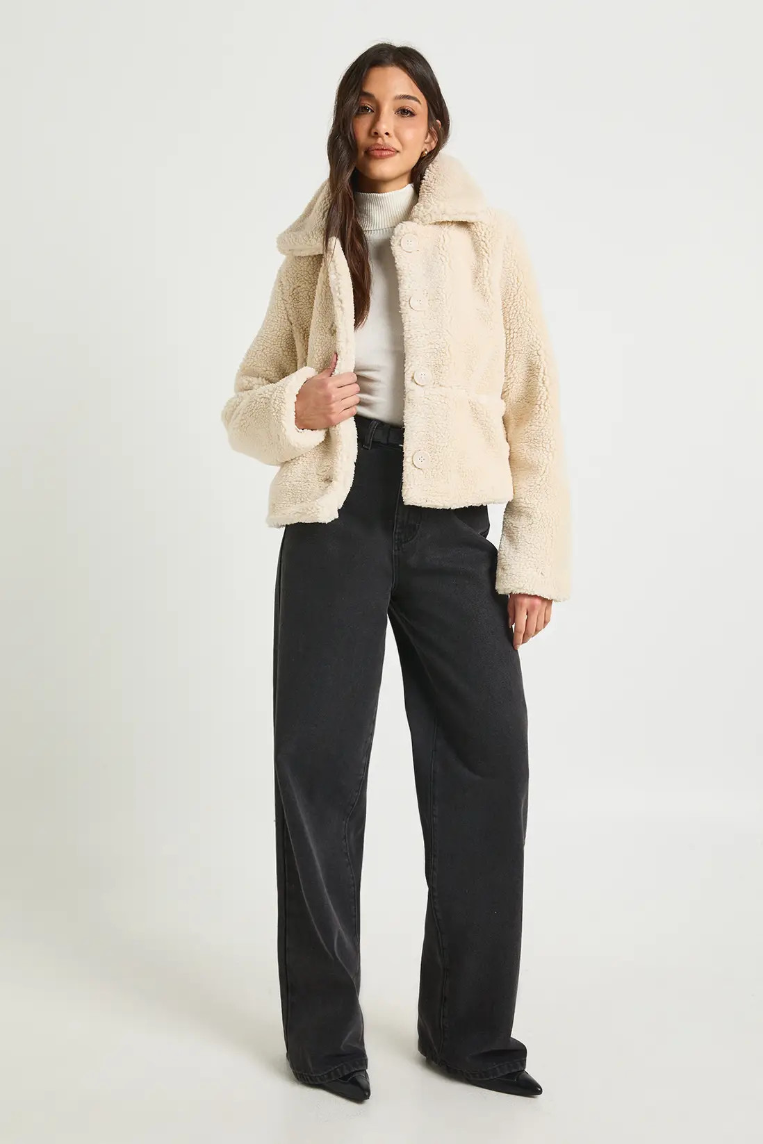 Short Teddy Collared Jacket | boohoo (US & Canada)