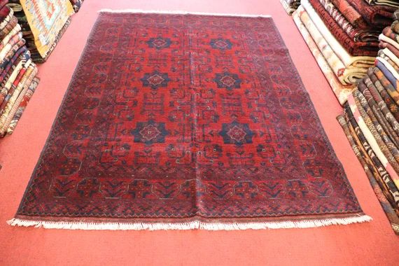 Size:5 x 6.8 feet Vintage Afghan Handmade Turkomen Khel Mohamamdi Bukhara Rug | Etsy (US)