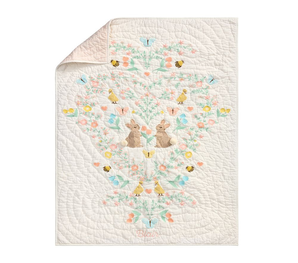 Blair Bunny Baby Quilt , Blush | Pottery Barn Kids