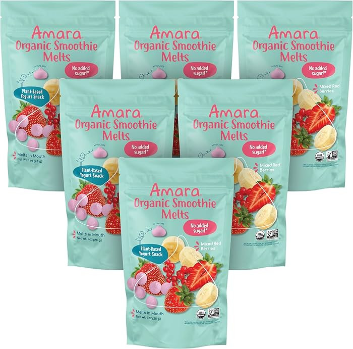 Amara Smoothie Melts - Mixed Red Berries - Baby Snacks Made With Fruits and Vegetables - Healthy ... | Amazon (US)
