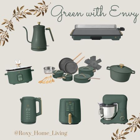LOVE THESE Kitchen must have appliances! Green appliances// green and gold // drew Barrymore //Walmart // pots and pans set // air fryer // tea kettle // Dutch oven // electric griddle // slow cooker // mixer // electric kettle

#LTKHoliday #LTKhome #LTKGiftGuide