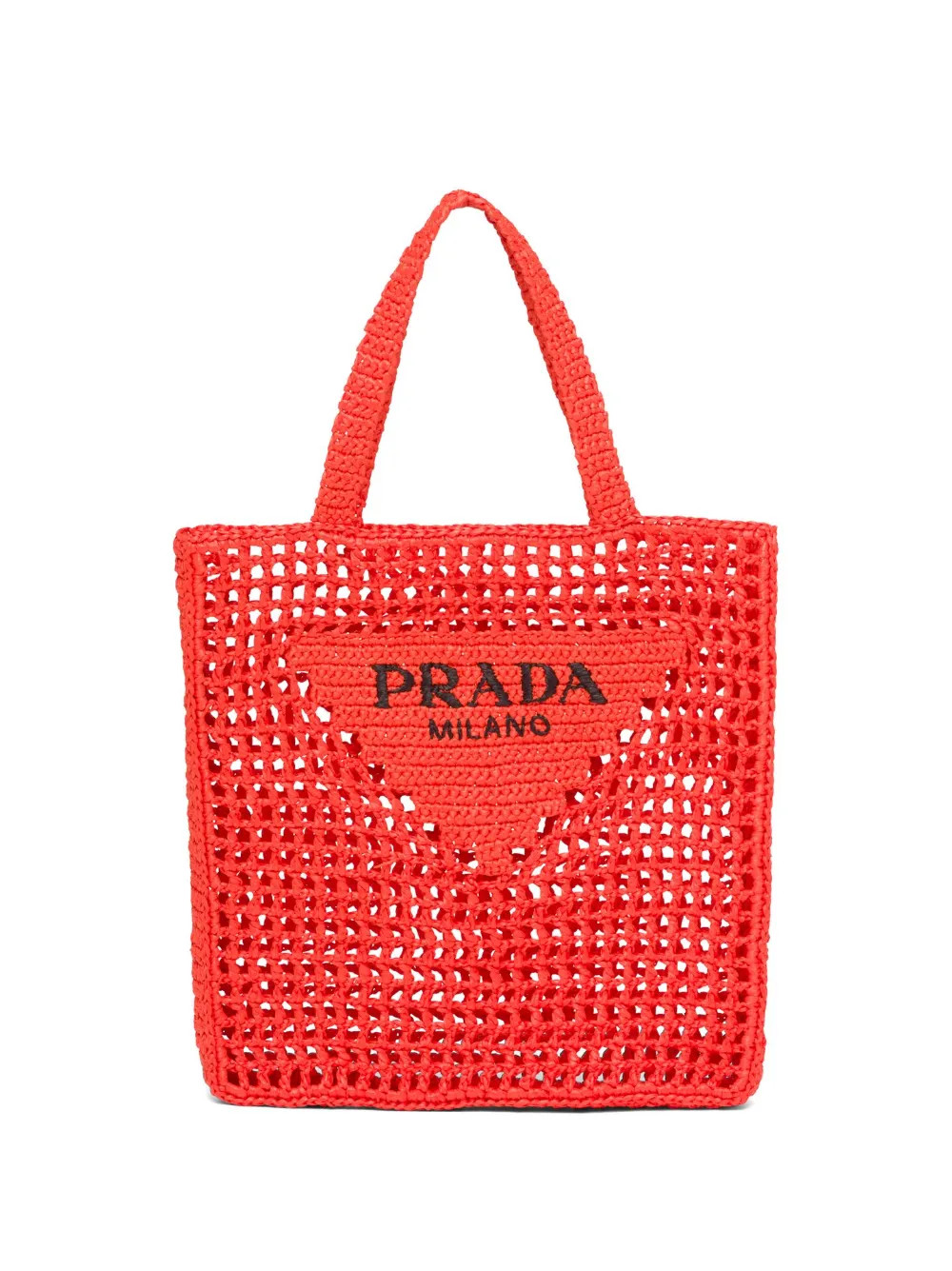 triangle-logo crochet raffia tote bag | Farfetch Global