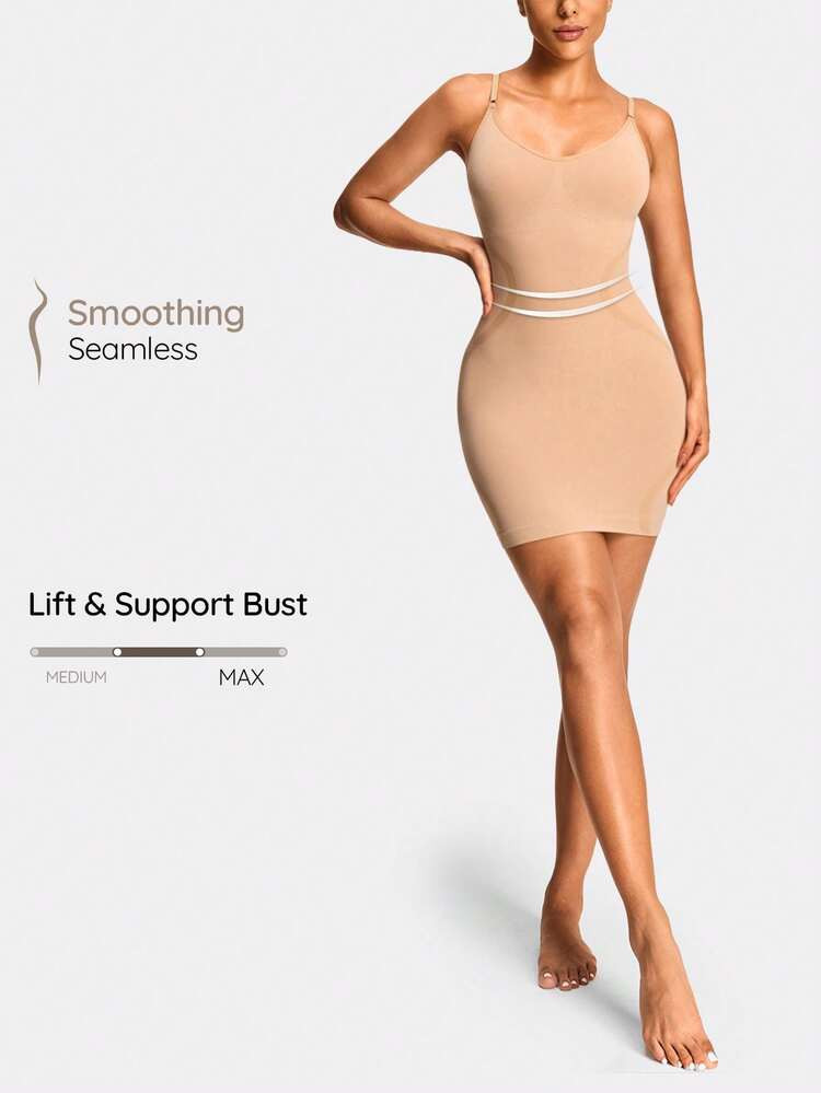 SHAPORA Seamless Shapewear Slip Spaghetti Strap Dress Body Shaper Bust& Butt Lifter Tummy Waist T... | SHEIN