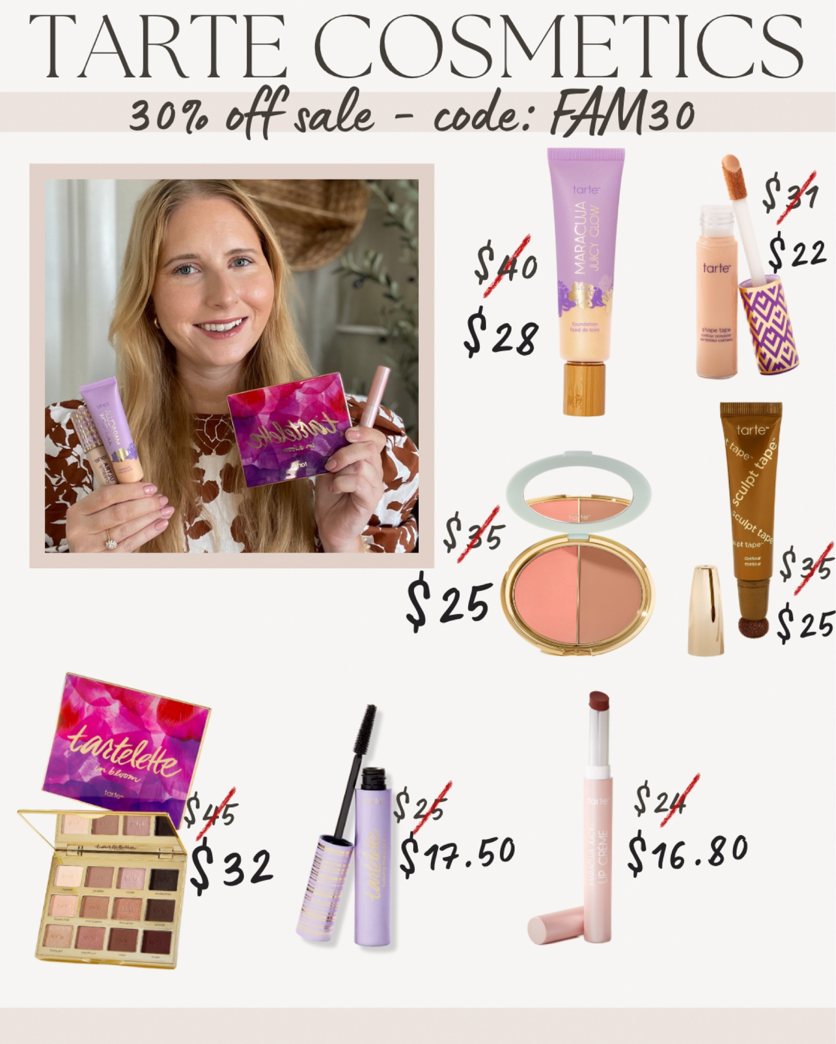 Tarte Cosmetics 30% off sale 🚨 these are some of my go-to beauty products from #tarte a clean beauty brand! I use this eyeshadow palette everyday. New blush and bronzer - cream blush and bronzer like Charlotte Tilbury! #tartecosmetics 


#LTKbeauty #LTKFind #LTKSale