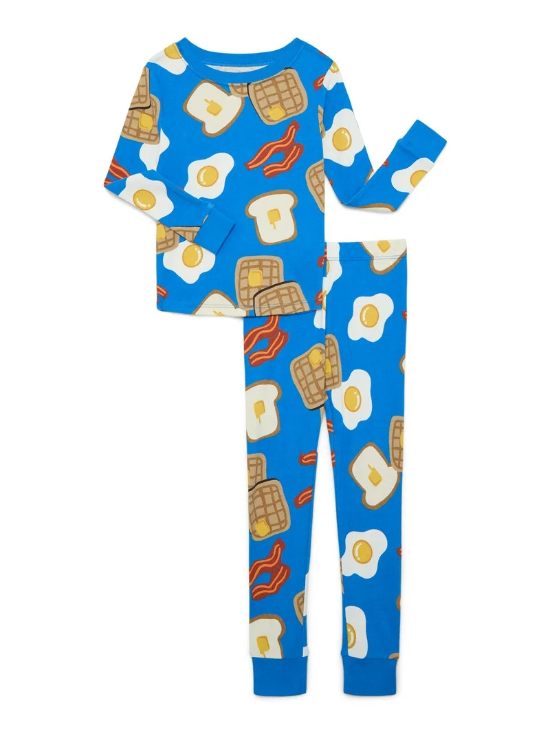Wonder Nation Boys Cotton Snug Fit Long Sleeve Top and Pants Sleep Set, 2-Piece, Sizes 4-10 | Walmart (US)