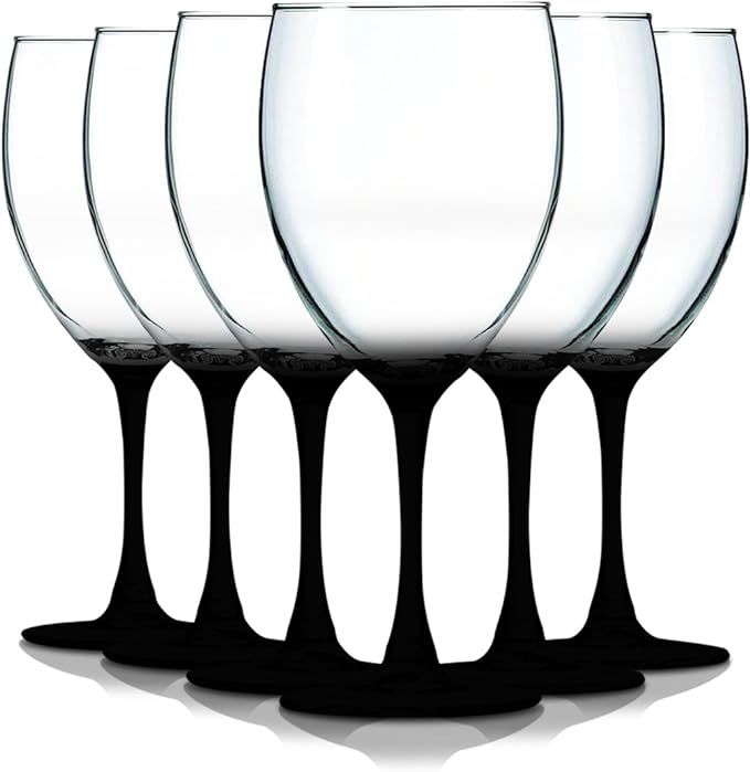 Black Nuance Accent Stem 10 oz Wine Glasses - Set of 6 by TableTop King - Additional Vibrant Colo... | Amazon (US)
