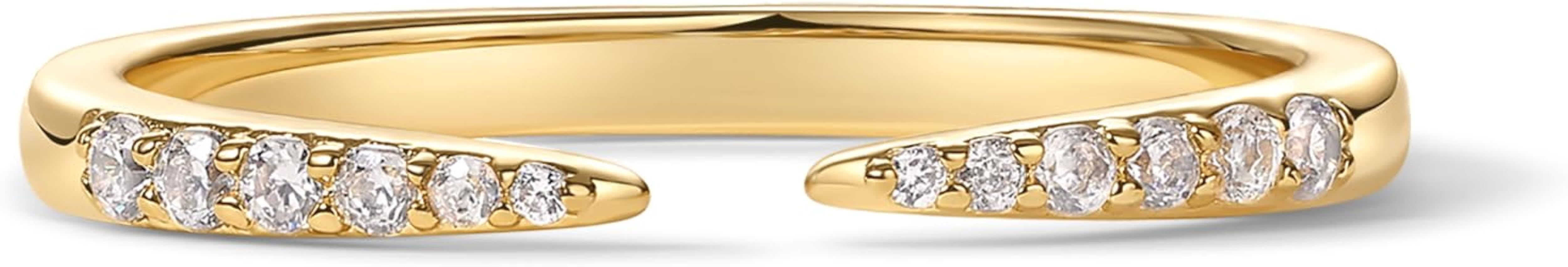 PAVOI 18K Gold Plated Open Eternity Ring | Cubic Zirconia Stacking Bands for Women | Dainty Stack... | Amazon (US)