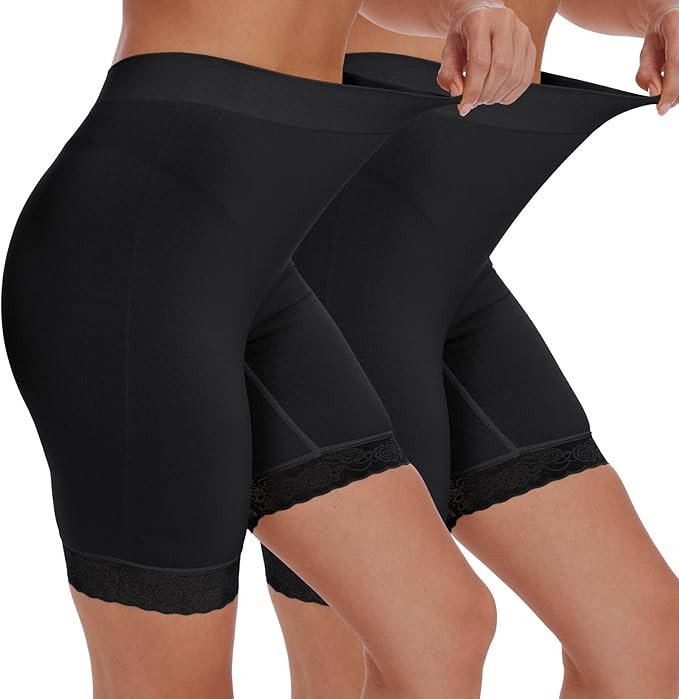 BATHRINS Slip Shorts Seamless Smooth Lace Under Shorts for Women Under Dresses | Amazon (US)