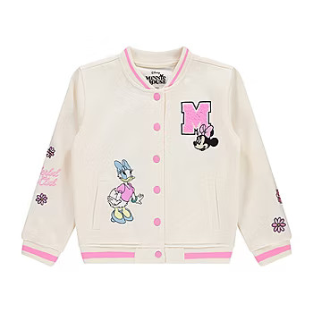 new!Disney Collection Little & Big Kid Girls Minnie Mouse Fleece Midweight Varsity Jacket | JCPenney