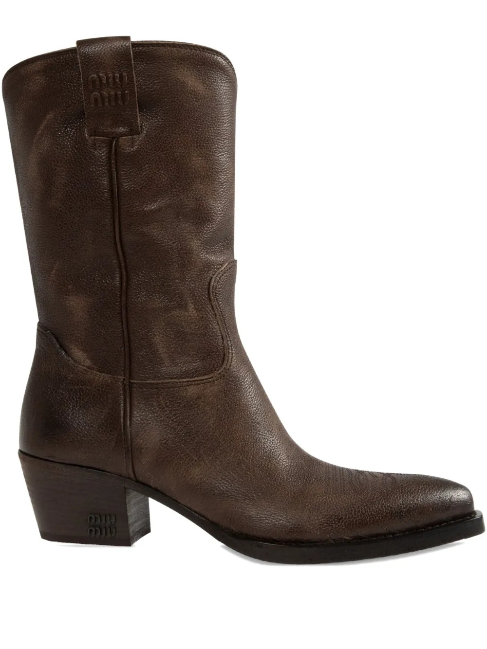 Miu Miu 45mm Leather Cowboy Boots | Brown | FARFETCH | Farfetch Global