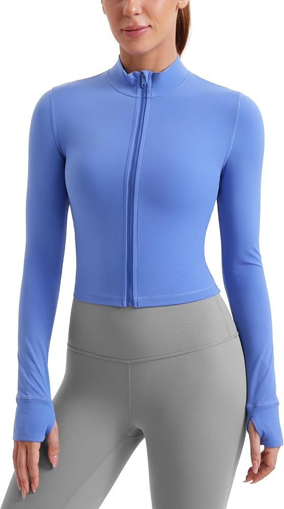 CRZ YOGA Womens Butterluxe Full Zip Cropped Workout Jacket Slim Fit Lightweight Athletic Yoga Top... | Amazon (US)