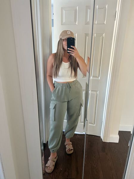 Obsessed with these cargo sweatpants. They’re currently on sale for $45 at Abercrombie! Wearing a medium. Spring outfit. Summer outfit. Casual outfit. 

#LTKmidsize #LTKsalealert #LTKfindsunder50