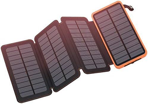 Solar Charger 25000mAh, FEELLE Portable Solar Power Bank with 4 Foldable Solar Panels Outdoor Wat... | Amazon (US)