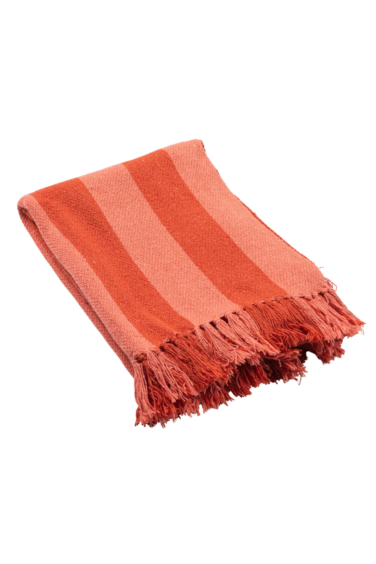 Woven Cotton Blend Throw with Stripes and Fringes, Red and Pink | Nordstrom | Nordstrom