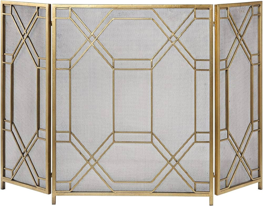 Uttermost Rosen Antiqued Gold Leaf 34" H Fireplace Screen | Amazon (US)