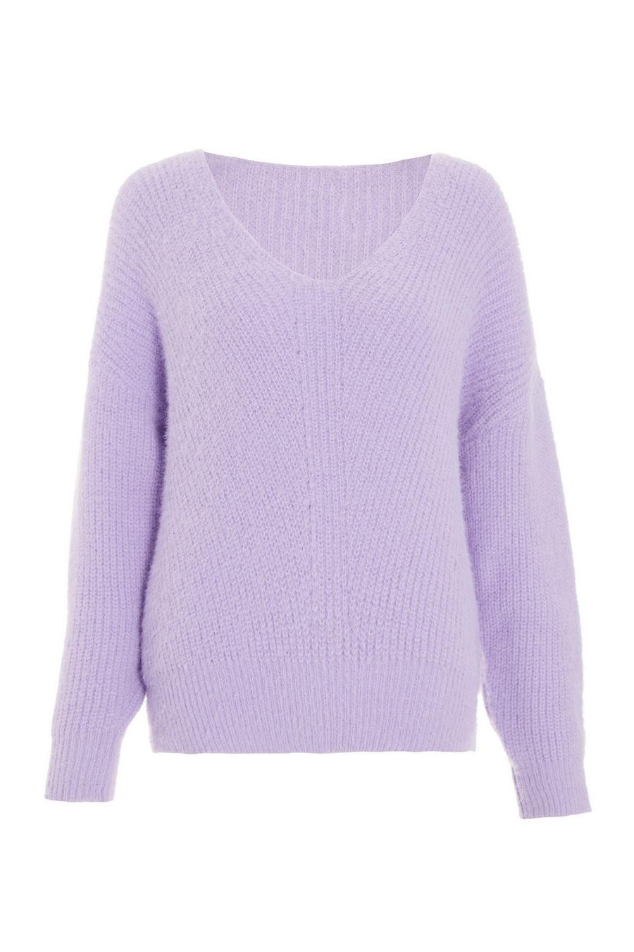 Lilac Knit Fluffy Jumper | Quiz Clothing (UK)