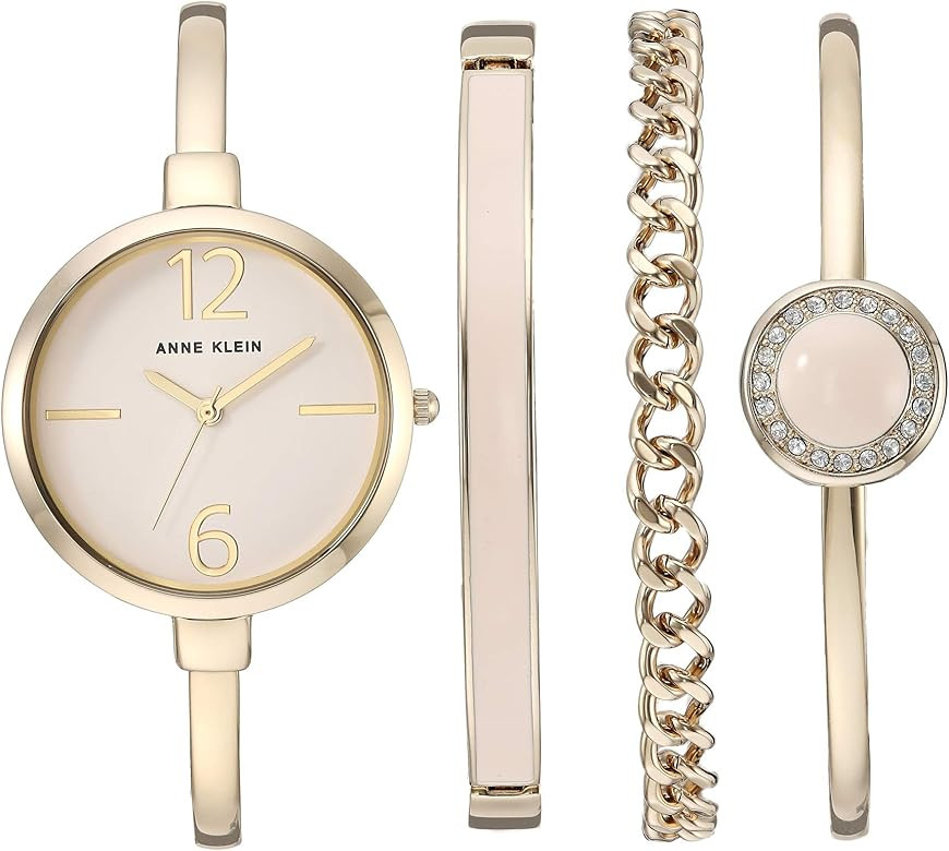 Anne Klein Women's Bangle Watch and Swarovski Crystal Accented Bracelet Set | Amazon (US)
