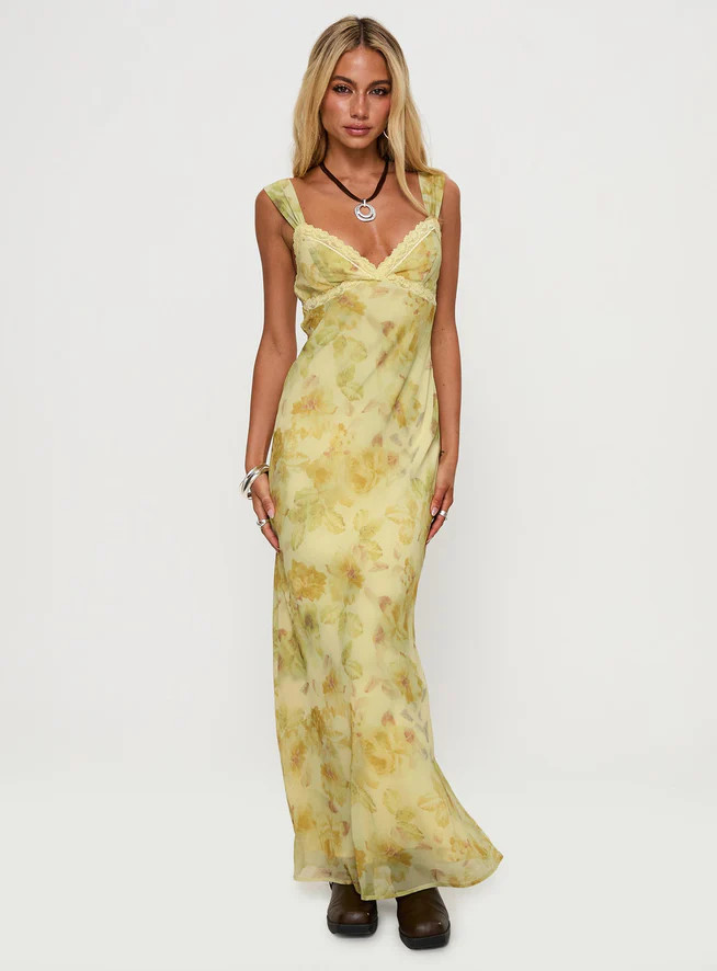 Fernwood Maxi Dress Yellow Multi | Princess Polly US