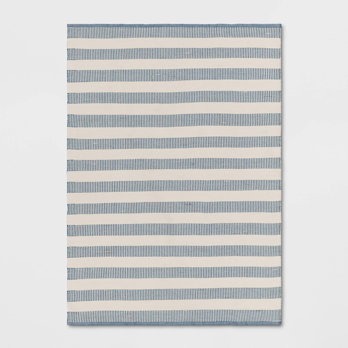 5'x7' Rectangular Hand Made Woven Outdoor Area Rug Striped Ivory/Blue - Threshold™ designed wit... | Target