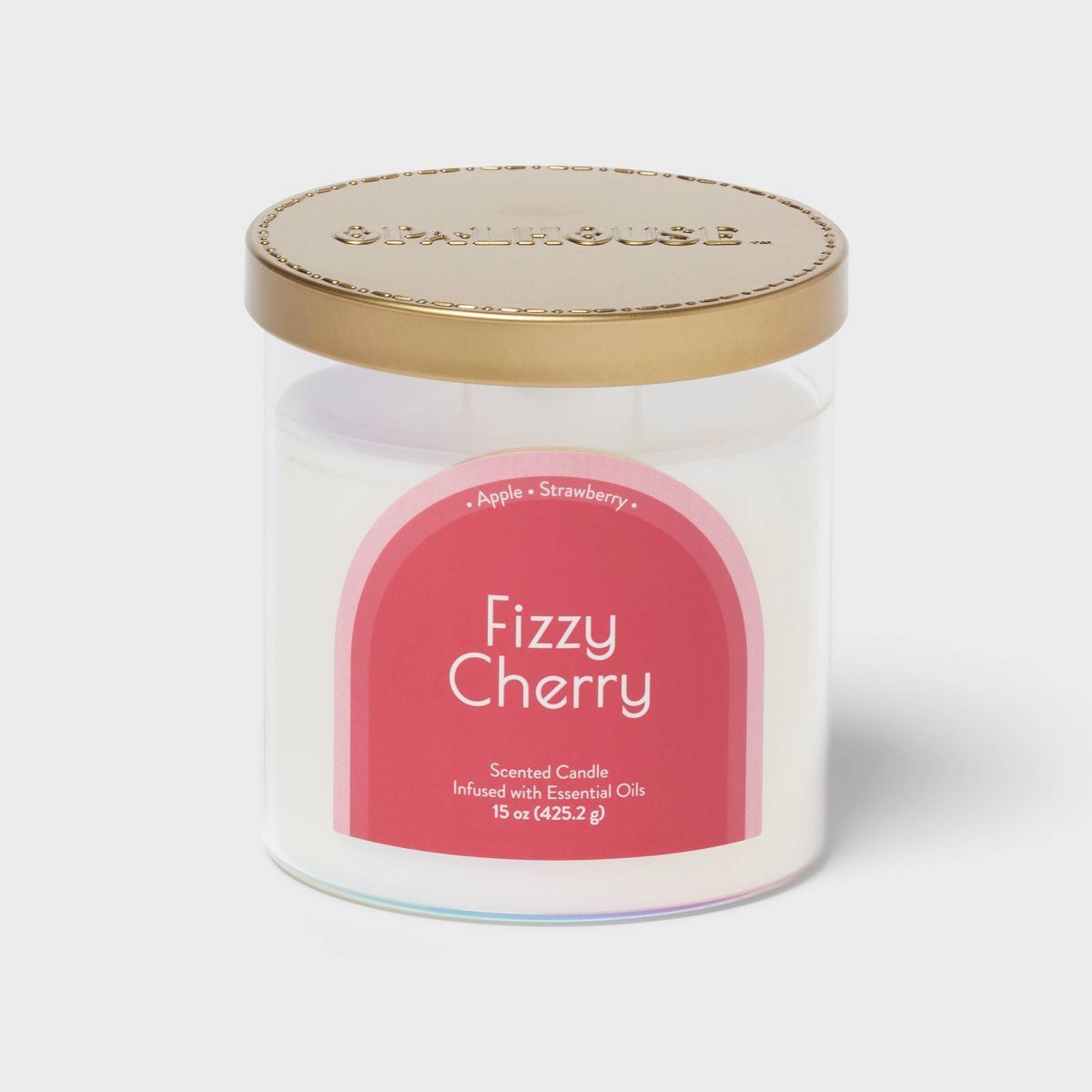 2-Wick Glass Jar 15oz Candle with Iridescent Sleeve Fizzy Cherry - Opalhouse™ | Target