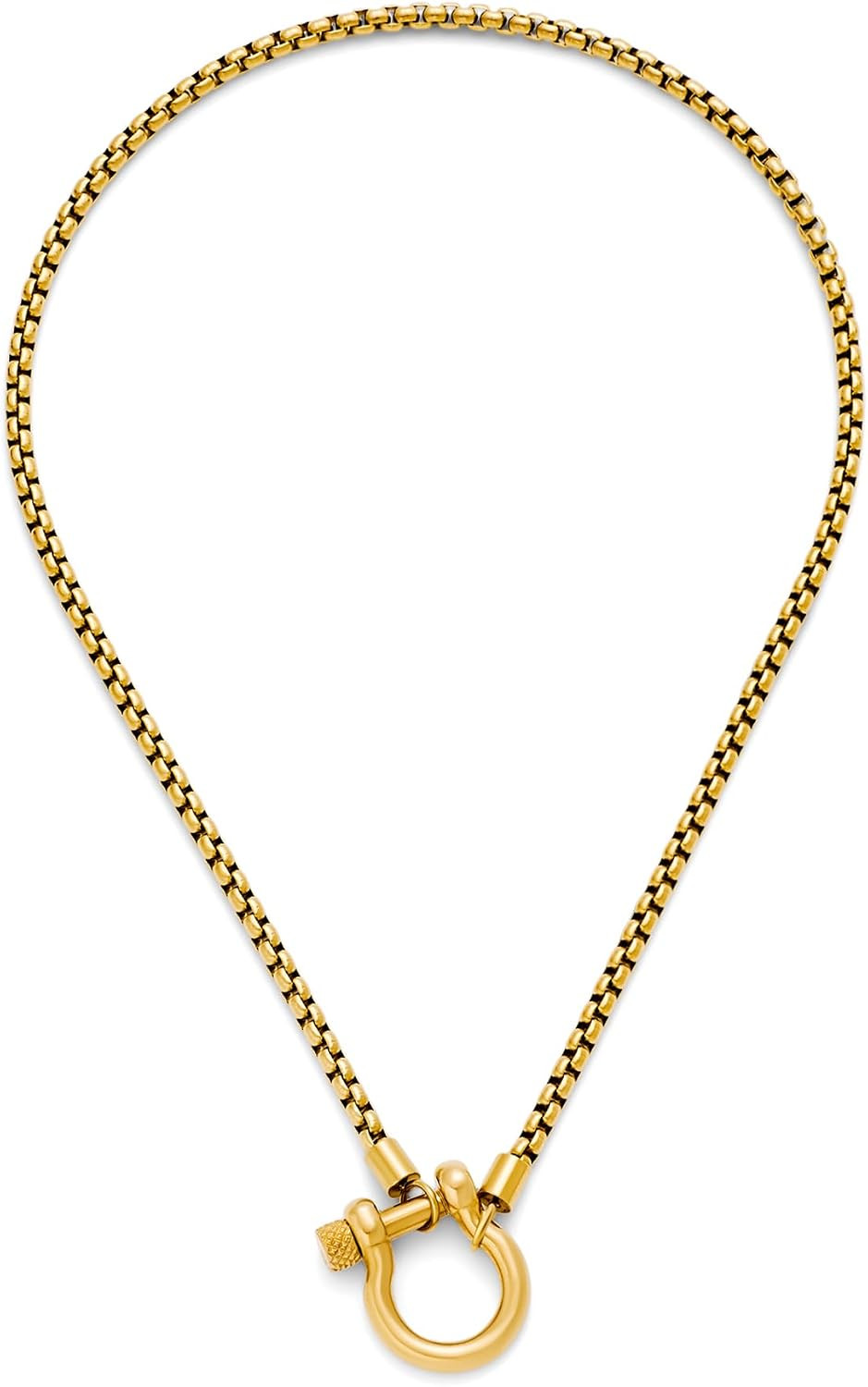 Gold/Silver Chunky Horse Bit Necklace for Women Carabiner Lock Pendant Necklace Statement Buckle Necklaces Men Trendy Jewelry | Amazon (US)