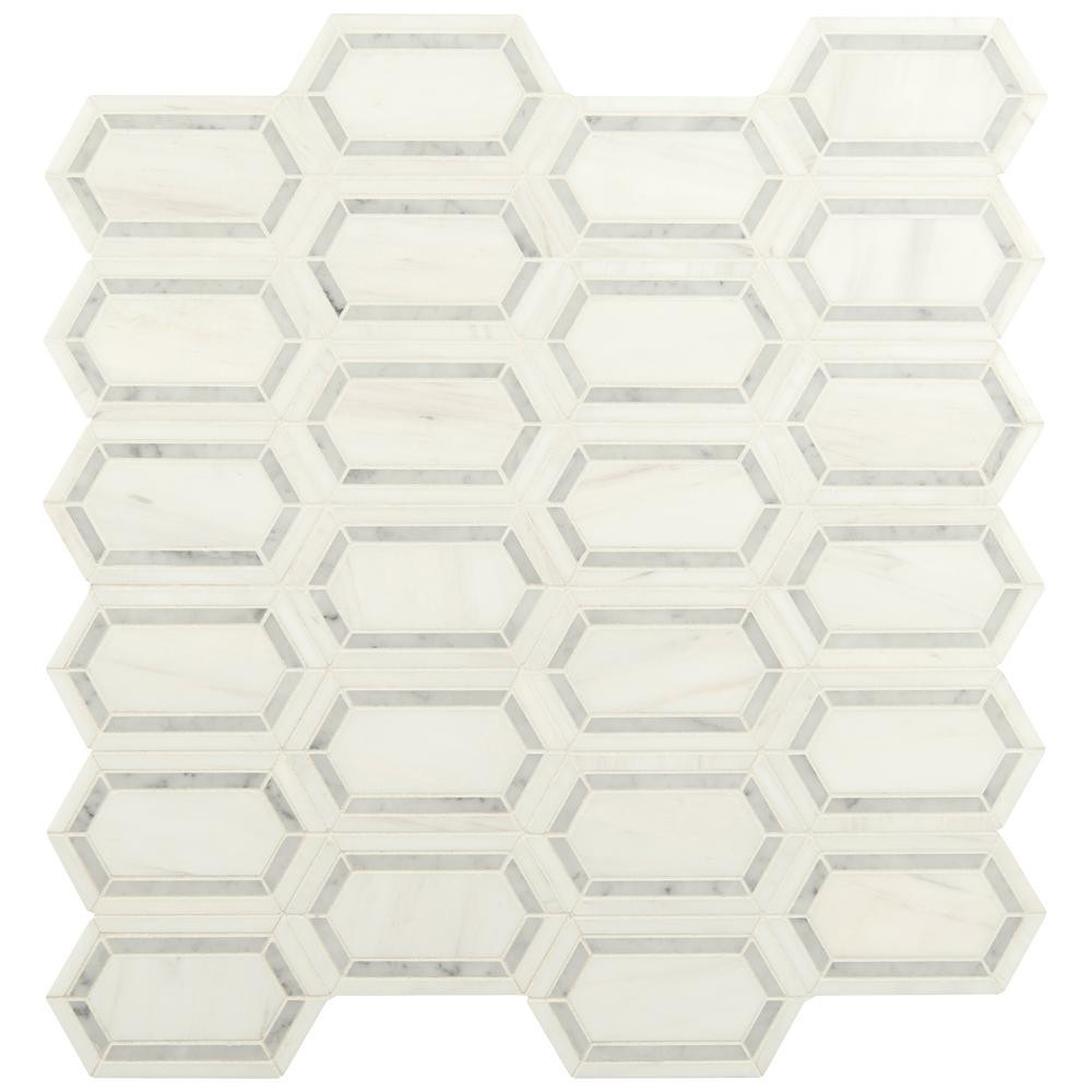 MSI Pavilion Picket 12 in x 12 in. x 10 mm Polished Marble Mesh-Mounted Mosaic Tile ( 10 sq. ft. / c | The Home Depot