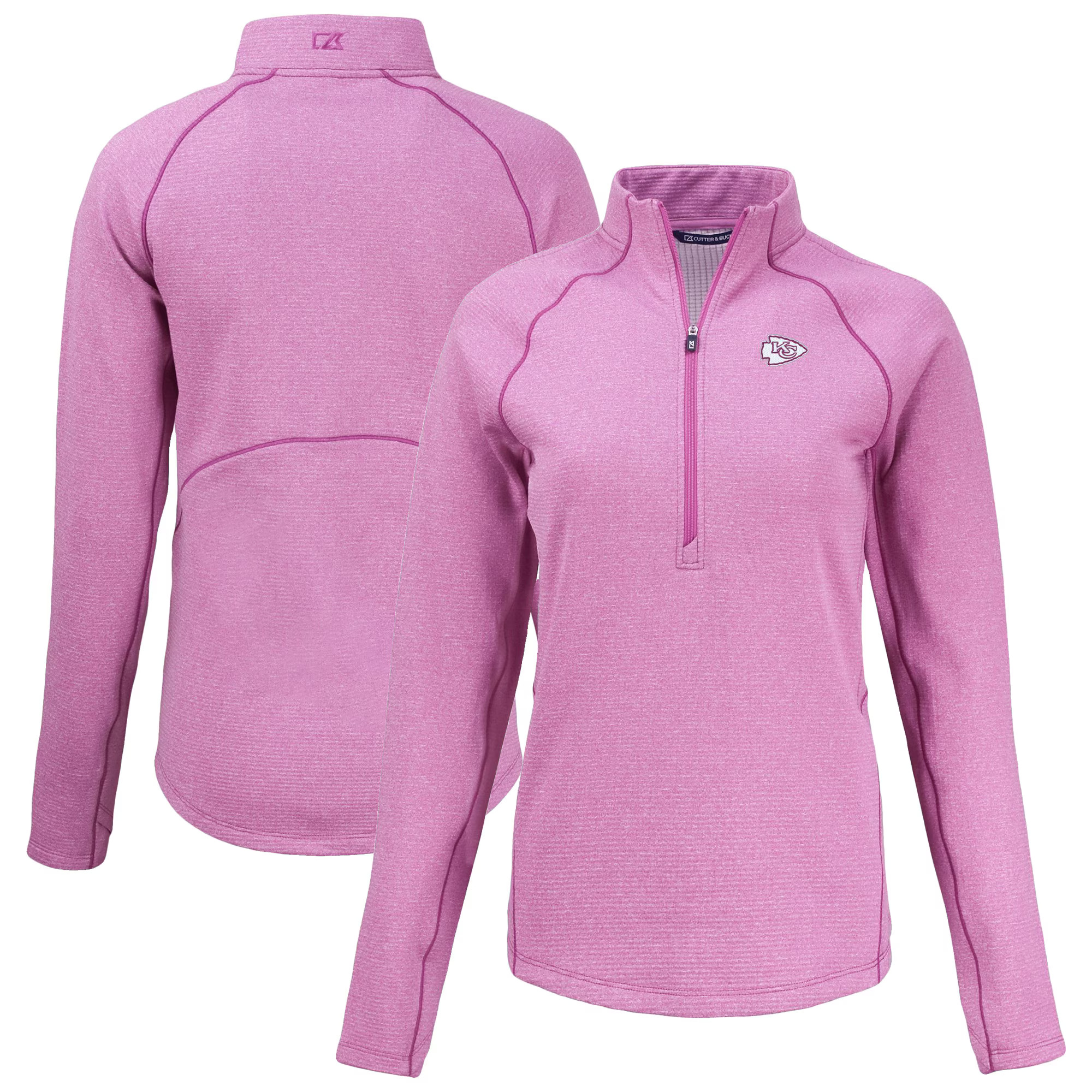 Women's Kansas City Chiefs  Cutter & Buck Pink Peshastin Eco Fleece Recycled Half-Zip Top | NFL Shop