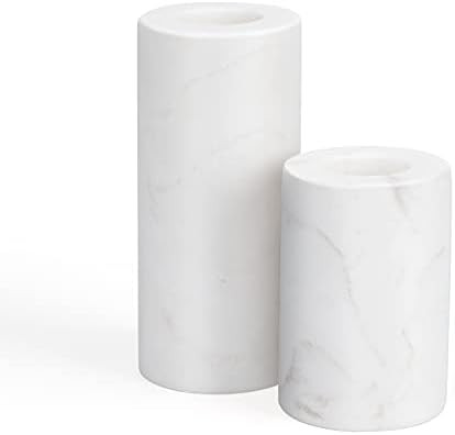 Amazon.com: WORHE Candle Holders True Natural Marble with 0.35" Thick, Set of 2 Decorative Candle... | Amazon (US)