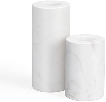 WORHE Candle Holders True Natural Marble 0.35" Thick Set of 2 Decorative Candlestick Holder for C... | Amazon (US)