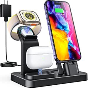 RJR Updated 3 in 1 Charging Station for Apple Devices, Self Adjusting Charging Dock for iWatch 8 ... | Amazon (US)