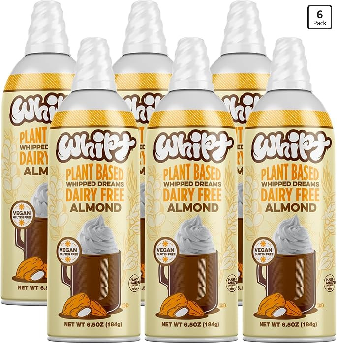 Whipt Plant Based, Dairy Free Almond Whipped Topping, 6.5 Ounce (Pack of 6), Gluten Free, Lactose... | Amazon (US)