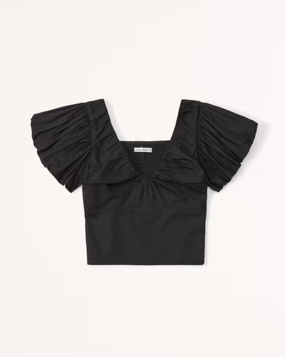 Drama Puff Sleeve Poplin Top | Abercrombie & Fitch (US)