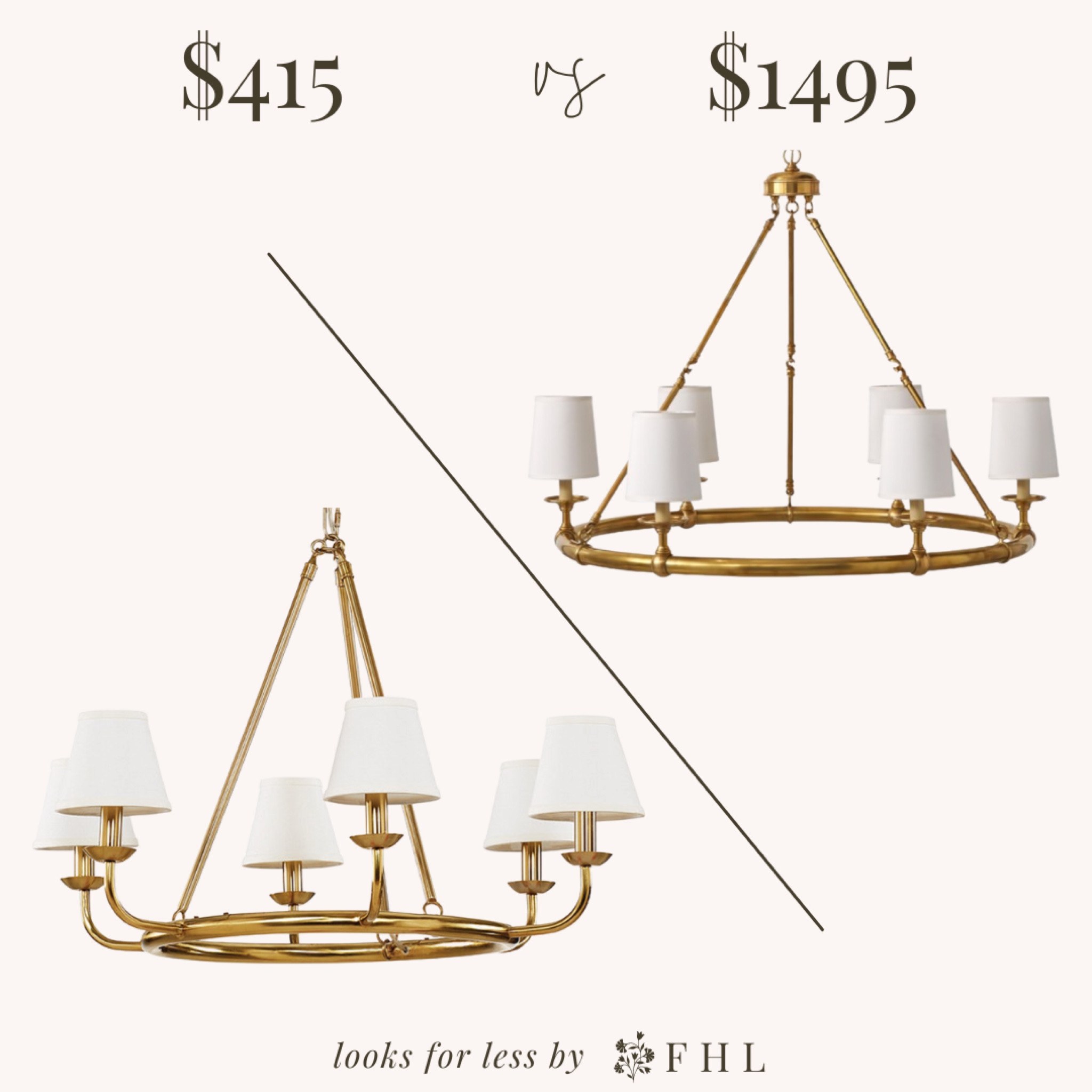 We love finding Looks for Less for your home. Here we’ve two gold chandeliers close in size and style but very different in price 🤍

Transitional Home | Chandelier | Interior Design | Home Design | Lighting

#LTKHome