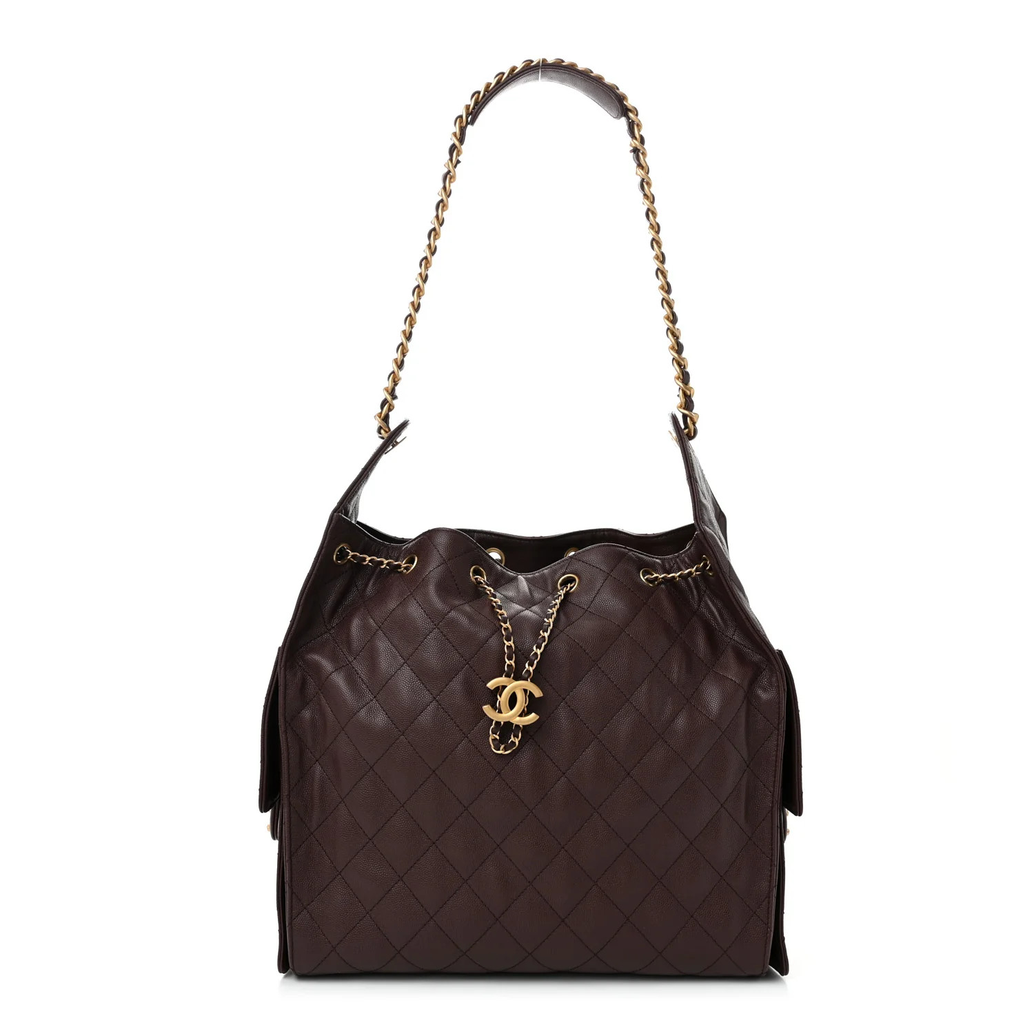 Caviar Quilted Medium Chanel 25 Handbag Dark Brown | FASHIONPHILE (US)