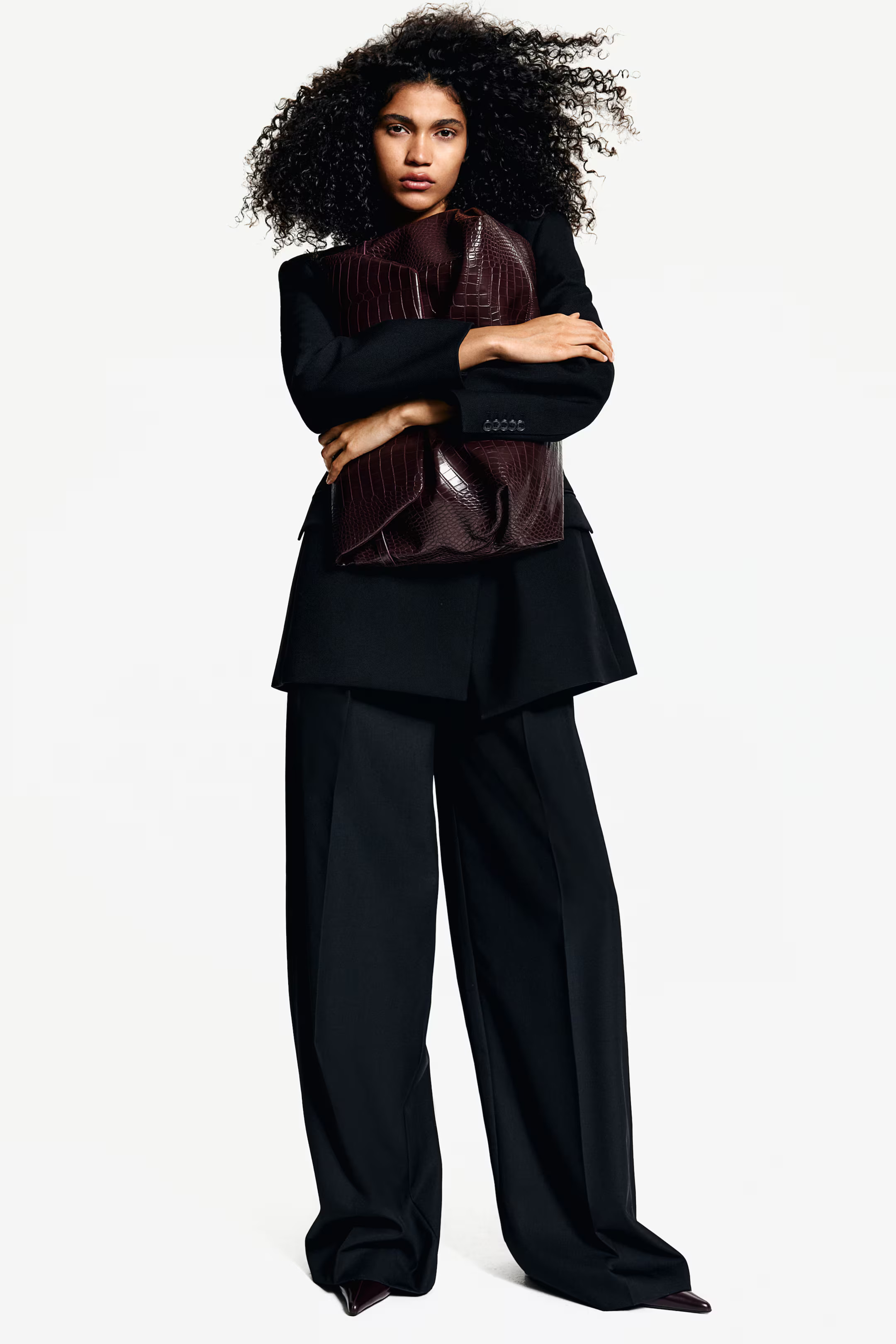 Wide wool-blend twill trousers | H&M (UK, MY, IN, SG, PH, TW, HK)