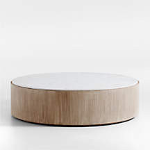 Troupe Marble and Natural Pine Wood 56" Round Coffee Table + Reviews | Crate & Barrel | Crate & Barrel
