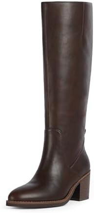 Knee High Boots Women Chunky Heel Rounded Toe Tall Boots Women Block High Heel Fall Long Boots | Amazon (US)